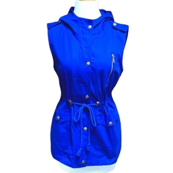 Zenana Royal Hood Full-Zip/Snap Drawstring Vest New - Picture 2 of 9